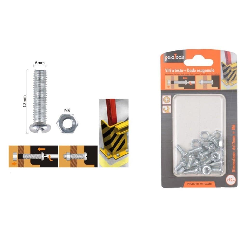 Set 12 Pz Viti Vite Testa A Croce Tonda 6x12 Mm Con Dadi Dado Esagonale M6 90974 Fai da te/Ferramenta/Chiodi viti ed elementi di fissaggio/Viti/Viti a spalla Trade Shop italia - Napoli, Commerciovirtuoso.it