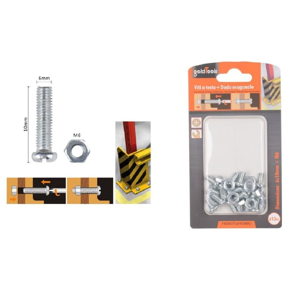 Set 13 Pz Viti Vite Testa A Croce Tonda 6x10 Mm Con Dadi Dado Esagonale M6 90973 Fai da te/Ferramenta/Chiodi viti ed elementi di fissaggio/Viti/Viti a spalla Trade Shop italia - Napoli, Commerciovirtuoso.it