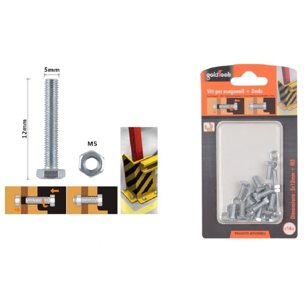 Set 14 Pz Vite Viti Per Esterno A Testa Esagonali 5x12mm Con Dadi Dado M5 90908 Fai da te/Ferramenta/Chiodi viti ed elementi di fissaggio/Kit di bulloni e dadi Trade Shop italia - Napoli, Commerciovirtuoso.it