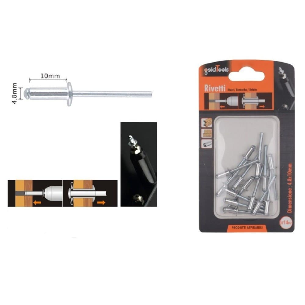 Set 14pz Rivetti Rivetto 4.8x10mm Accessori Bricolage Ferramenta Fai Da Te 90820 Fai da te/Ferramenta/Chiodi viti ed elementi di fissaggio/Rivetti/Rivetti pieni Trade Shop italia - Napoli, Commerciovirtuoso.it