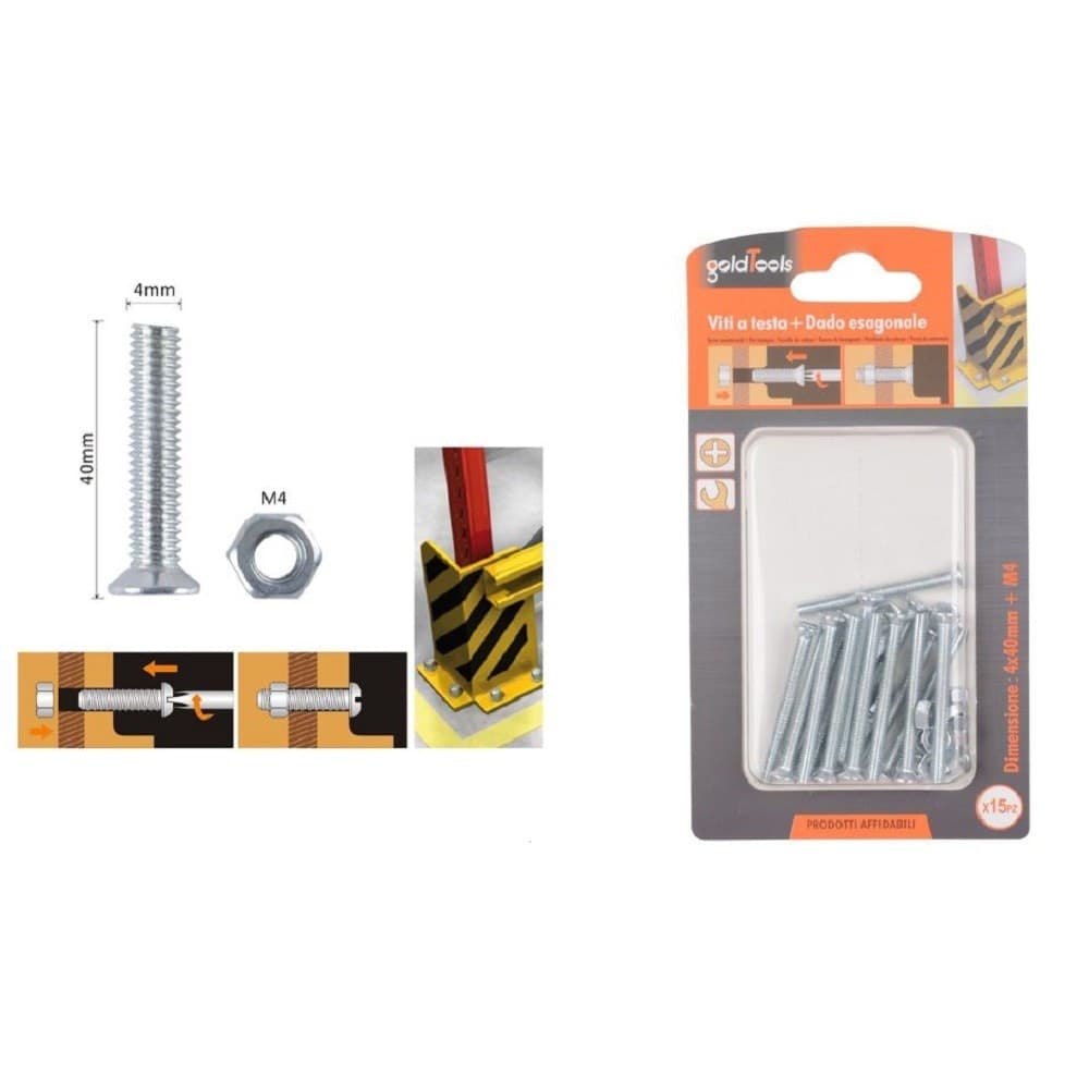 Set 15 Pezzi Viti Vite Testa A Croce Piatta 4x40 Mm Con Dado Esagonale M4 90937 Fai da te/Ferramenta/Chiodi viti ed elementi di fissaggio/Viti/Viti a spalla Trade Shop italia - Napoli, Commerciovirtuoso.it