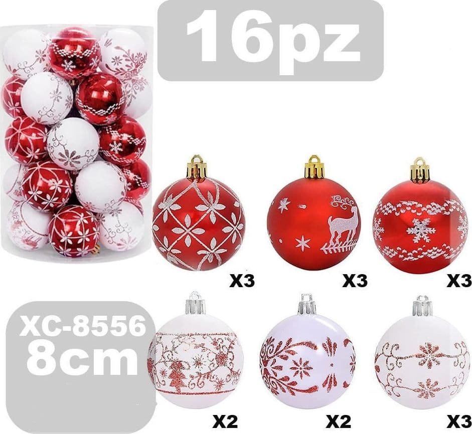 Set 16 Palline Natalizie Decorazioni 8 Cm Addobbi Per Albero Di Natale Xc-8556 Casa, arredamento e bricolage > Prodotti per Feste > Prodotti Natalizi Trade Shop italia - Napoli, Commerciovirtuoso.it