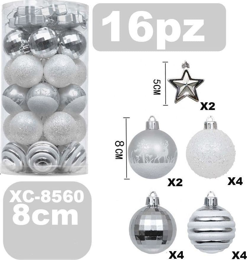 Set 16 Palline Natalizie Decorazioni 8 Cm Addobbi Per Albero Di Natale Xc-8560 Casa, arredamento e bricolage > Prodotti per Feste > Prodotti Natalizi Trade Shop italia - Napoli, Commerciovirtuoso.it