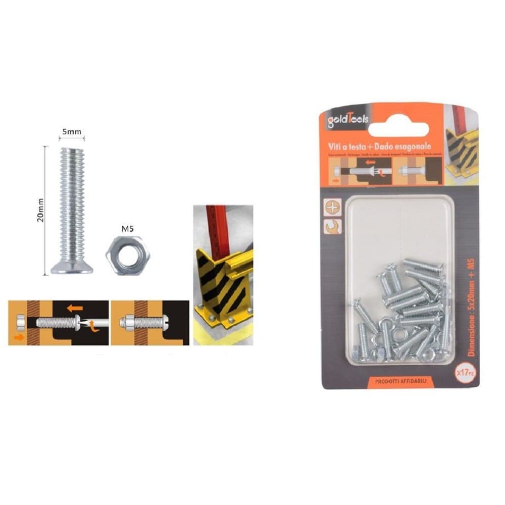 Set 17 Pezzi Viti Vite A Testa A Croce Piatta 5x20mm Con Dado Esagonale M5 90939 Fai da te/Ferramenta/Chiodi viti ed elementi di fissaggio/Viti/Viti a spalla Trade Shop italia - Napoli, Commerciovirtuoso.it