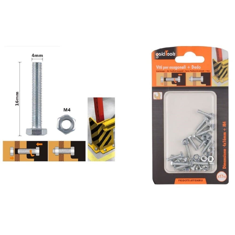 Set 17 Pz Vite Viti Per Esterno A Testa Esagonali 4x16mm Con Dadi Dado M4 90904 Fai da te/Ferramenta/Chiodi viti ed elementi di fissaggio/Kit di bulloni e dadi Trade Shop italia - Napoli, Commerciovirtuoso.it