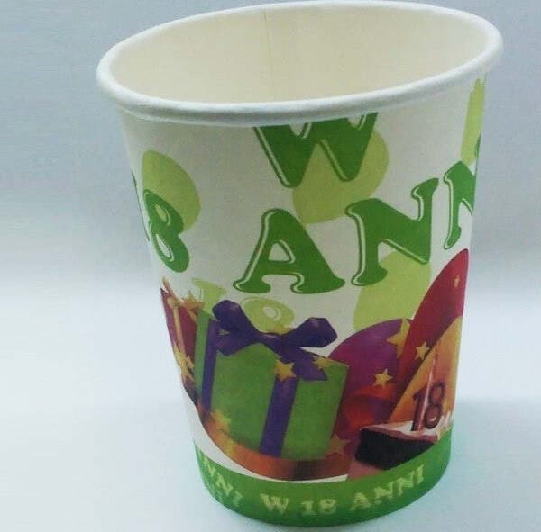 SET 18 PEZZI BICCHIERI BIANCO VERDE USA E GETTA BICCHIERE DI CARTA FESTE 18 ANNI