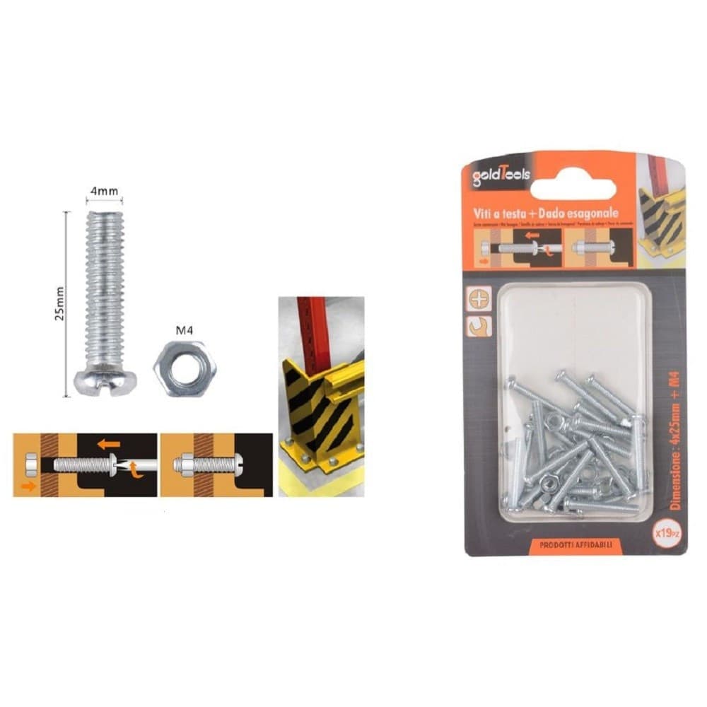 Set 19 Pz Viti Vite Testa A Croce Tonda 4x25mm Con Dadi Dado Esagonale M4 90962 Fai da te/Ferramenta/Chiodi viti ed elementi di fissaggio/Viti/Viti a spalla Trade Shop italia - Napoli, Commerciovirtuoso.it