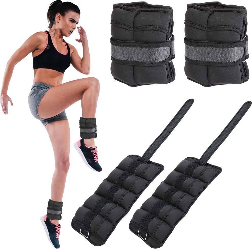 Set-2-Pesi-Polsi-E-Caviglie-2,25-Kg-Allenamento-Palestra-Aerobica-Fitness-Nero