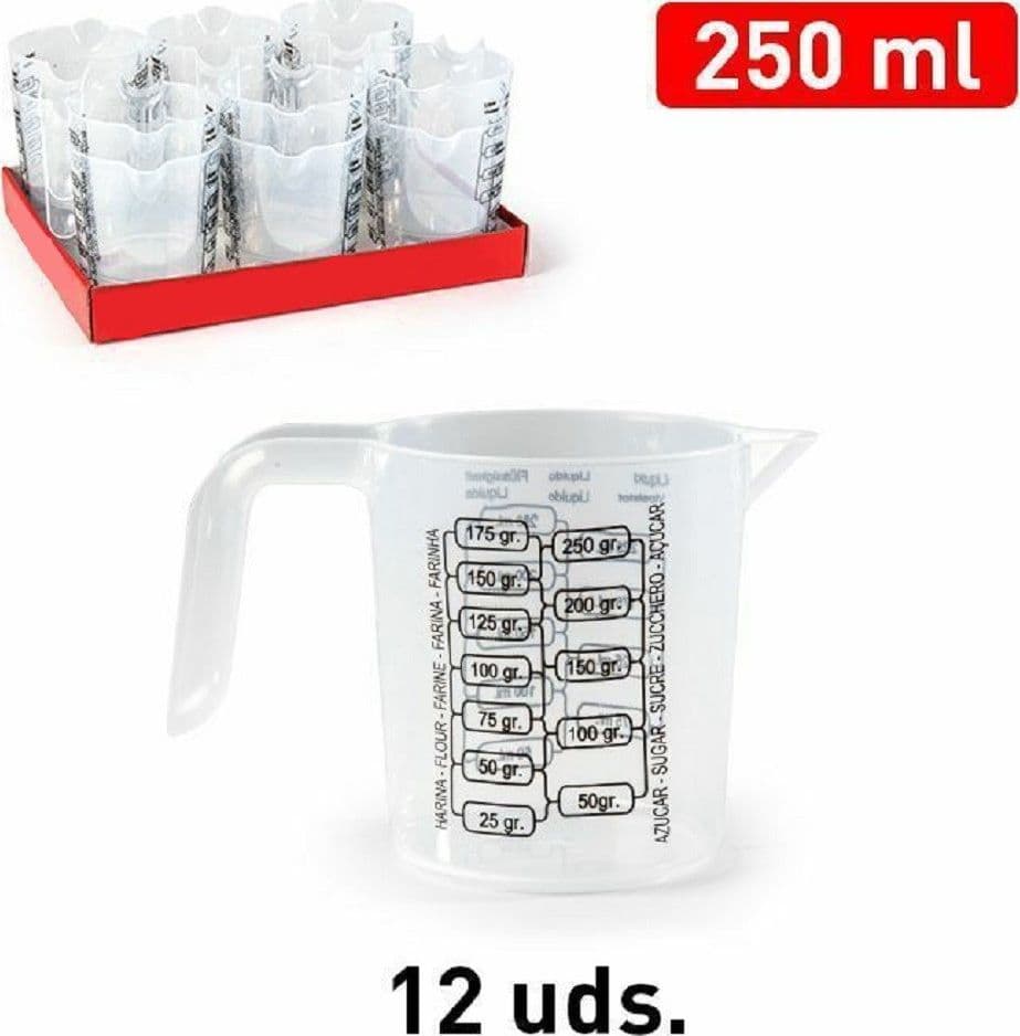Set 2 Pezzi Caraffa Brocca Plastica Graduata Misurino Dosatore Da 250 Ml 11774
