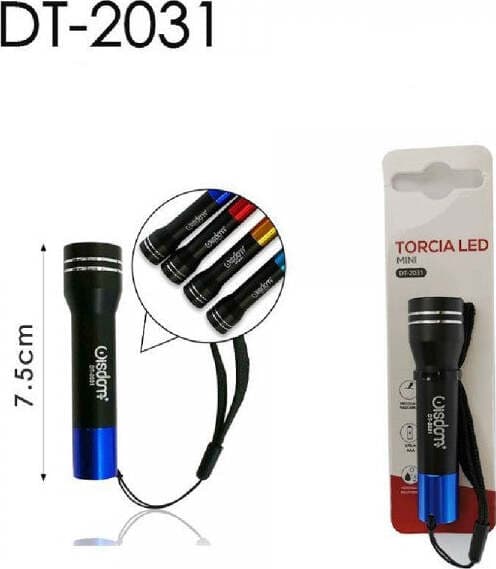 SET 2 PEZZI MINI TORCIA LED TASCABILE PER ESCURSIONI CAMPEGGI VARI COLORI DT2031