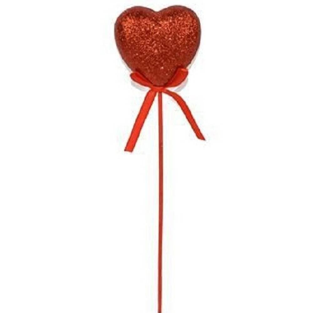 Set-2-Pezzi-Spillone-Cuore-Rosso-Glitterato-13x2,5x30-Cm-Accessori-San-Valentino