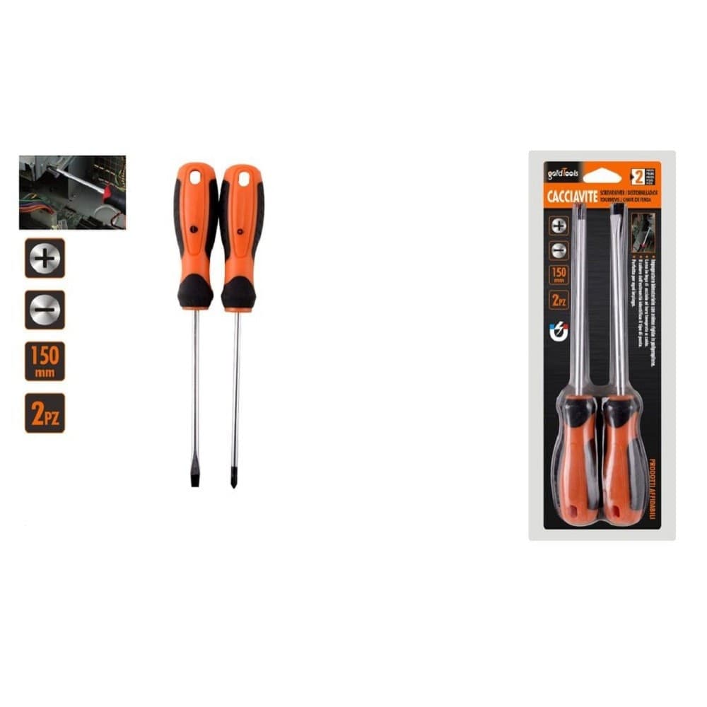 Set 2 Pz Cacciavite Giraviti Con Punta Magnetica A Taglio E A Croce 150 Mm 97210 Fai da te/Utensili elettrici e a mano/Utensili a mano/Cacciaviti/Cacciaviti a stella Trade Shop italia - Napoli, Commerciovirtuoso.it