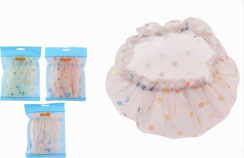 SET 2 PZ CUFFIA PER DOCCIA BAGNO COLORATA A POIS ELASTICO PROTEGGE CAPELLI 87181 in Cuffie doccia Trade Shop italia - Napoli, commercioVirtuoso.it