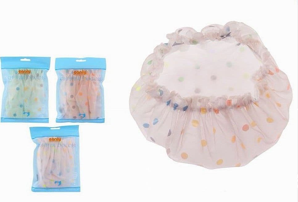 SET 2 PZ CUFFIA PER DOCCIA BAGNO COLORATA A POIS ELASTICO PROTEGGE CAPELLI 87181 in Cuffie doccia Trade Shop italia - Napoli, commercioVirtuoso.it