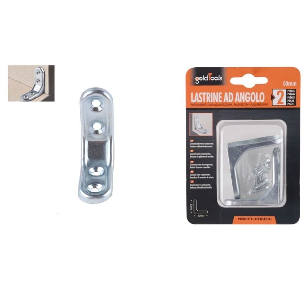 Set 2 Pz Lastrina Ad Angolo 50mm Sostegno Staffa Angolare Con Viti Mobili 94780 Fai da te/Ferramenta/Staffe e supporti per mensole Trade Shop italia - Napoli, Commerciovirtuoso.it