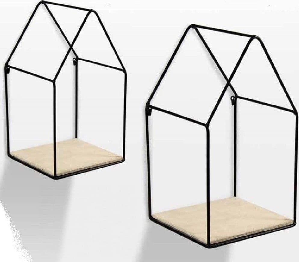 Set 2 Pz Mensole Parete Casa Mensola Legno Bacheca Metallo Nero H36/30 Cm 751714 Casa e cucina/Organizzazione interni/Porta oggetti cassetti e scaffali/Mensole da muro Trade Shop italia - Napoli, Commerciovirtuoso.it