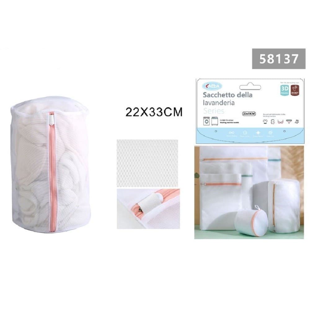 Set 2 Pz Sacchetto Lavaggio A Rete Con Cerniera Biancheria Tondo 22x33cm 58137 Casa e cucina/Organizzazione interni/Organizzazione lavanderia/Sacchi da biancheria Trade Shop italia - Napoli, Commerciovirtuoso.it