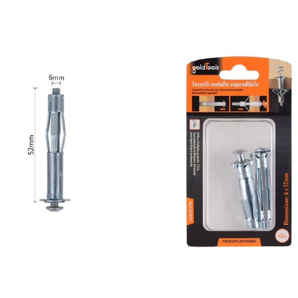 Set 2 Pz Tasselli Metallici Espandibile Viti A Espansione Stile I 6x52 Mm 92855 Fai da te/Ferramenta/Chiodi viti ed elementi di fissaggio/Tasselli/Tasselli a espansione Trade Shop italia - Napoli, Commerciovirtuoso.it