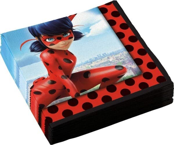 SET 20 PEZZI TOVAGLIOLI USA E GETTA CARTA FESTE LADY BIRD NICKELODEON miraculous