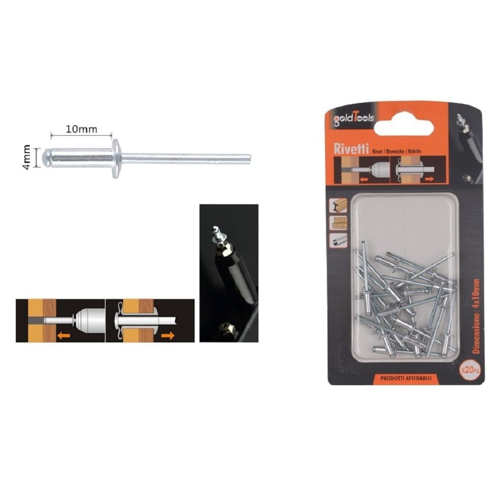 Set 20 Pz Rivetti Rivetto 4x10mm Accessori Bricolage Ferramenta Fai Da Te 90816 Fai da te/Ferramenta/Chiodi viti ed elementi di fissaggio/Rivetti/Rivetti pieni Trade Shop italia - Napoli, Commerciovirtuoso.it