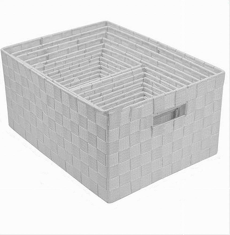 SET 21 PZ BOX SCATOLA IN TESSUTO PORTAOGGETTI ORGANIZER CON MANICI BIANCO 79085 in Cestini da scaffale Trade Shop italia - Napoli, commercioVirtuoso.it