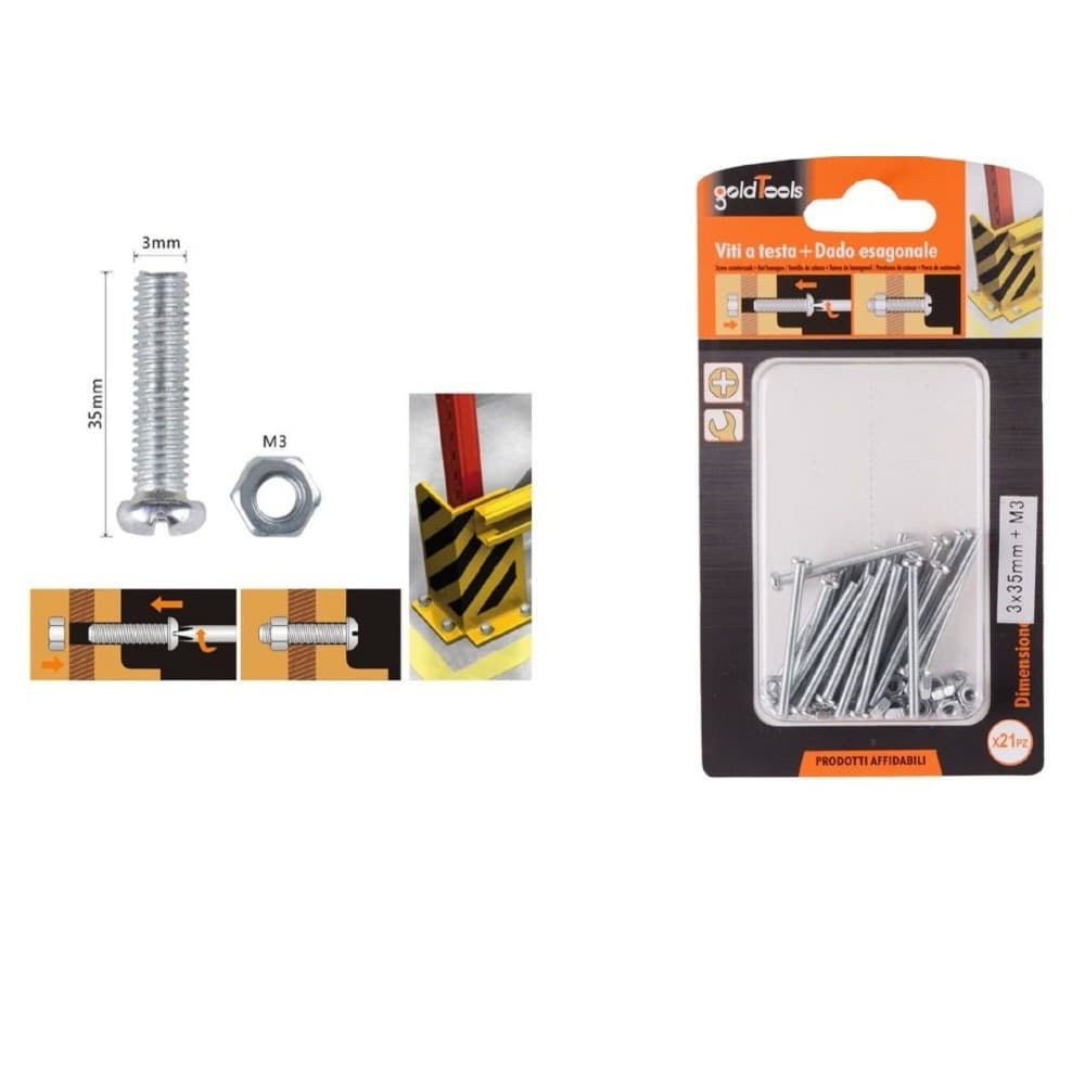Set 21 Pz Viti Vite Testa A Croce Tonda 3x35 Mm Con Dadi Dado Esagonale M3 90957 Fai da te/Ferramenta/Chiodi viti ed elementi di fissaggio/Viti/Viti a spalla Trade Shop italia - Napoli, Commerciovirtuoso.it