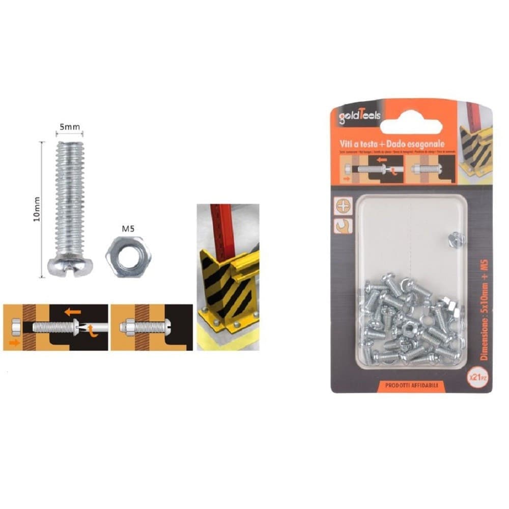 Set 21 Pz Viti Vite Testa A Croce Tonda 5x10 Mm Con Dadi Dado Esagonale M5 90965 Fai da te/Ferramenta/Chiodi viti ed elementi di fissaggio/Viti/Viti a spalla Trade Shop italia - Napoli, Commerciovirtuoso.it