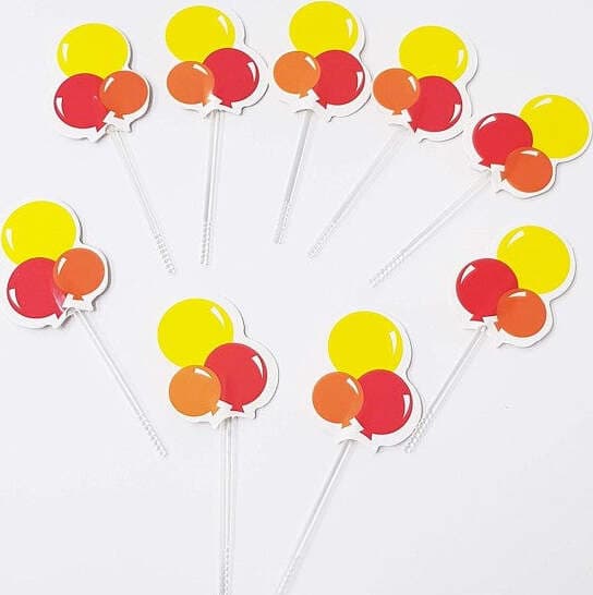 SET 24 PEZZI STUZZICADENTI PER FESTA PALLONCINI COLORATI PER CUPCAKE COLORATI