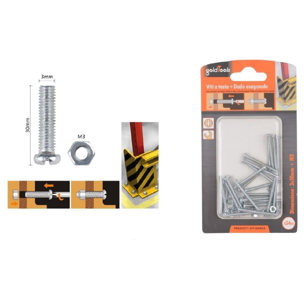 Set 24 Pz Viti Vite Testa A Croce Tonda 3x30mm Con Dadi Dado Esagonale M3 90956 Fai da te/Ferramenta/Chiodi viti ed elementi di fissaggio/Viti/Viti a spalla Trade Shop italia - Napoli, Commerciovirtuoso.it