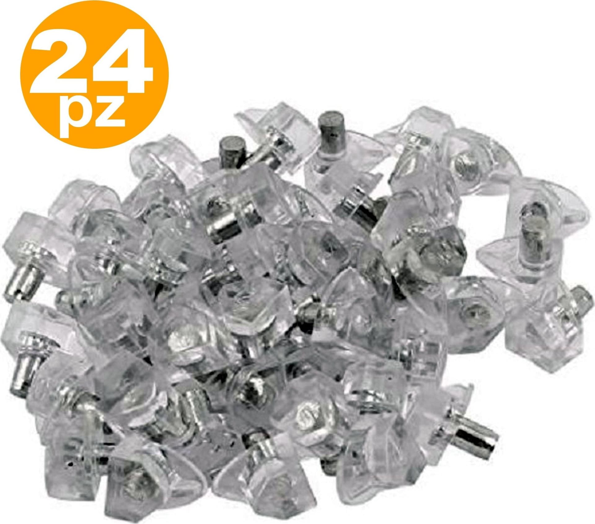 SET 24 SUPPORTI PERNO PER MENSOLE REGGIMENSOLA PIOLI MORSETTO TRIANGOLARE TRASPARENTE Trade Shop italia - Napoli, Commerciovirtuoso.it