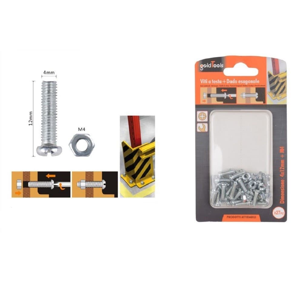Set 27 Pz Viti Vite Testa A Croce Tonda 4x12 Mm Con Dadi Dado Esagonale M4 90959 Fai da te/Ferramenta/Chiodi viti ed elementi di fissaggio/Viti/Viti a spalla Trade Shop italia - Napoli, Commerciovirtuoso.it