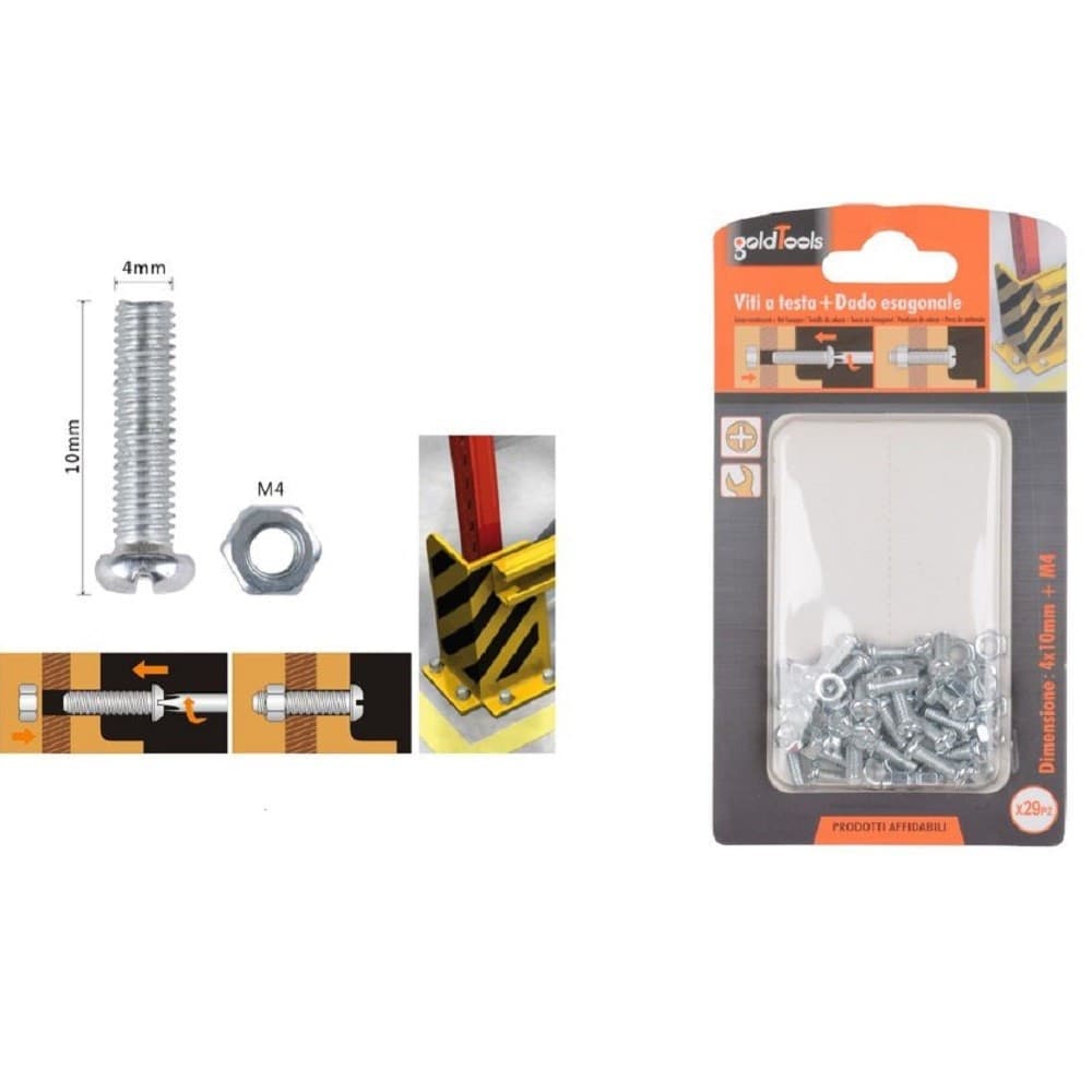 Set 29 Pz Viti Vite Testa A Croce Tonda 4x10 Mm Con Dadi Dado Esagonale M4 90958 Fai da te/Ferramenta/Chiodi viti ed elementi di fissaggio/Viti/Viti a spalla Trade Shop italia - Napoli, Commerciovirtuoso.it