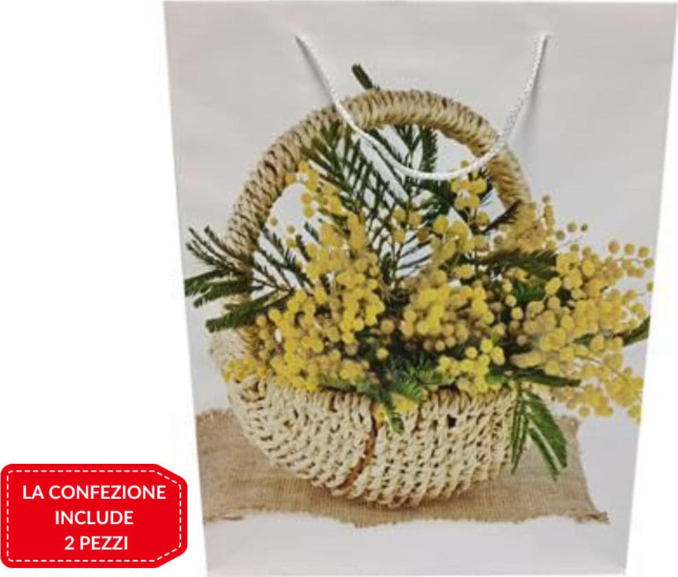 Set 2pz Buste Busta Regalo Mimosa 33x10x25cm Borsa Idea Regalo Festa Della Donna Casa e cucina/Hobby creativi/Articoli per confezioni regalo/Sacchetti da regalo Trade Shop italia - Napoli, Commerciovirtuoso.it