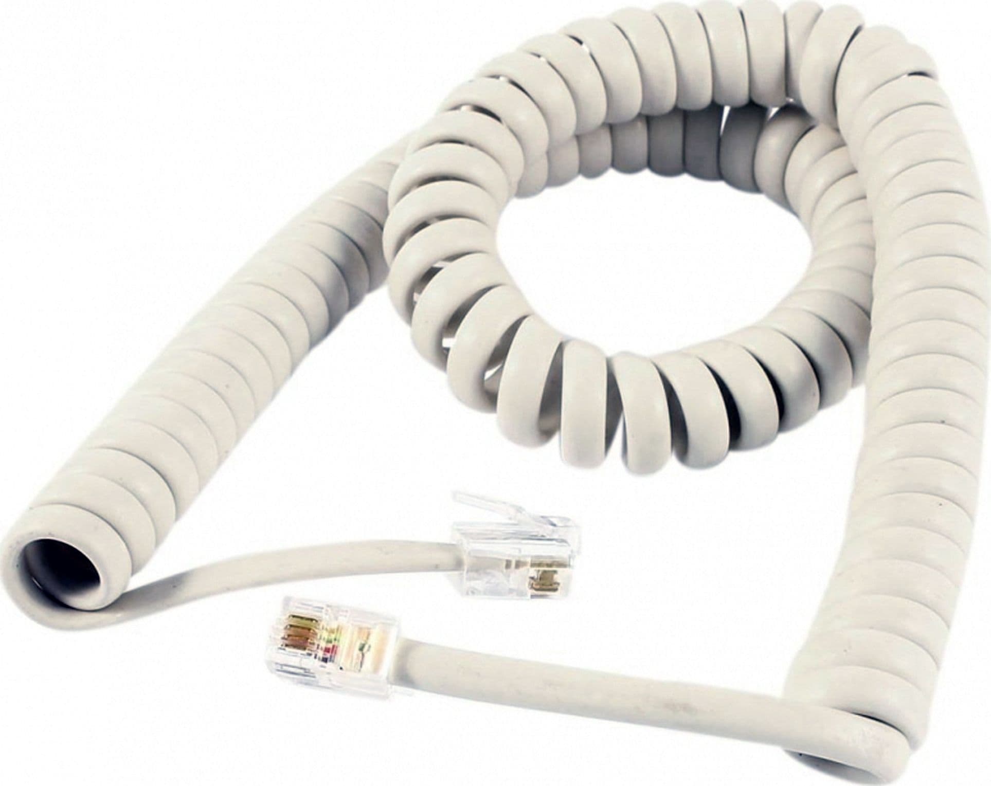 SET 2PZ. CAVI TELEFONICO SPIRALATO 3MT SPIRALE BEIGE RJ9 4P4C CORNETTA TELEFONO