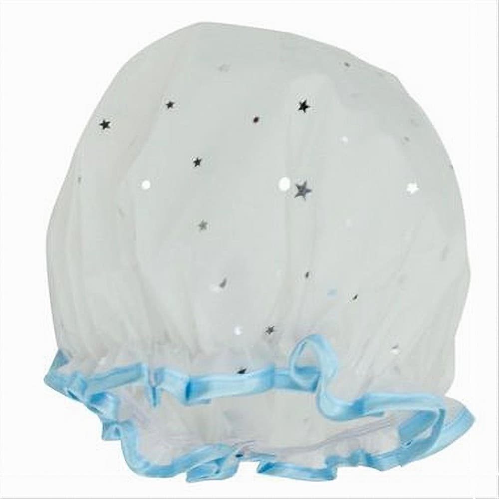 SET 2PZ CUFFIA DOCCIA BAGNO ELASTICO BORDINO AZZURRO STELLE PROTEGGE CAPELLI 79610 in Cuffie doccia Trade Shop italia - Napoli, commercioVirtuoso.it