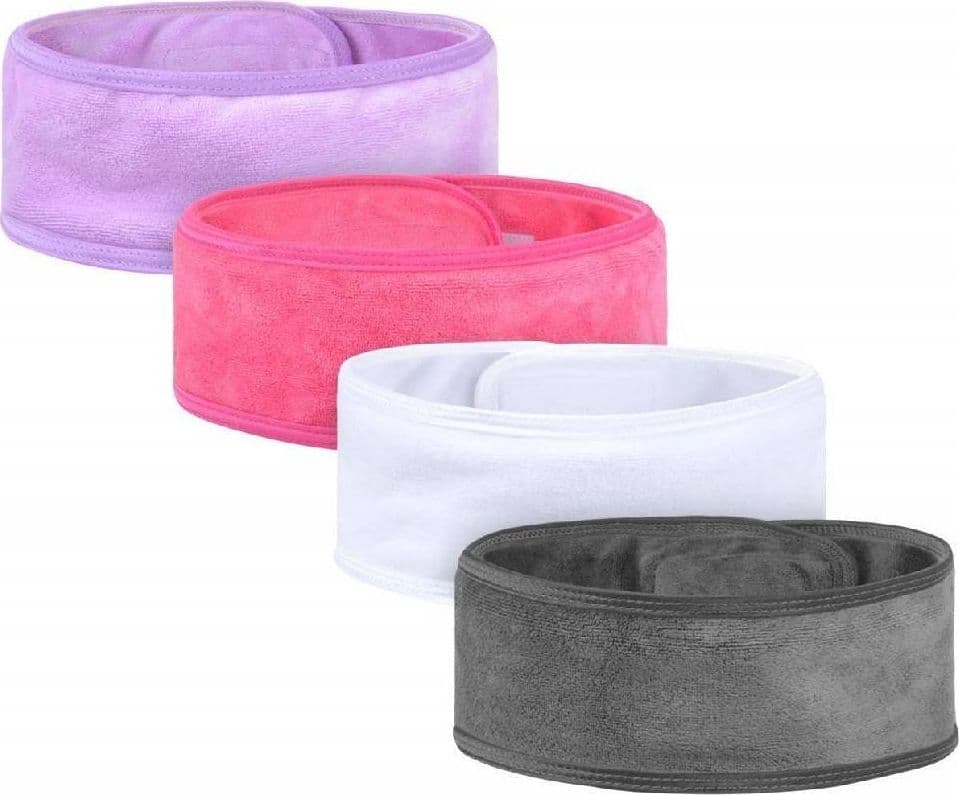 SET 2PZ FASCIA SPUGNA FERMACAPELLI FASCE TESSUTO DOCCIA STRAPPO VELCRO MAKE UP VISO
