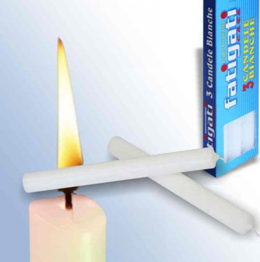 SET 3 CANDELE STEARICHE CANDELA VOTIVA IN CERA BIANCHE LUNGHE 18X2CM DECORAZIONI