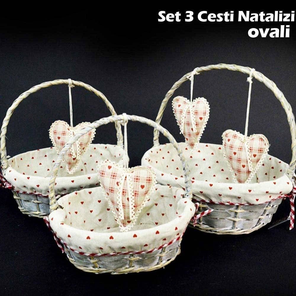 Set-3-Cestini-Natalizi-Ovali-In-Vimini-E-Tessuto-Diametro-39/34/29-Cm-Grigio