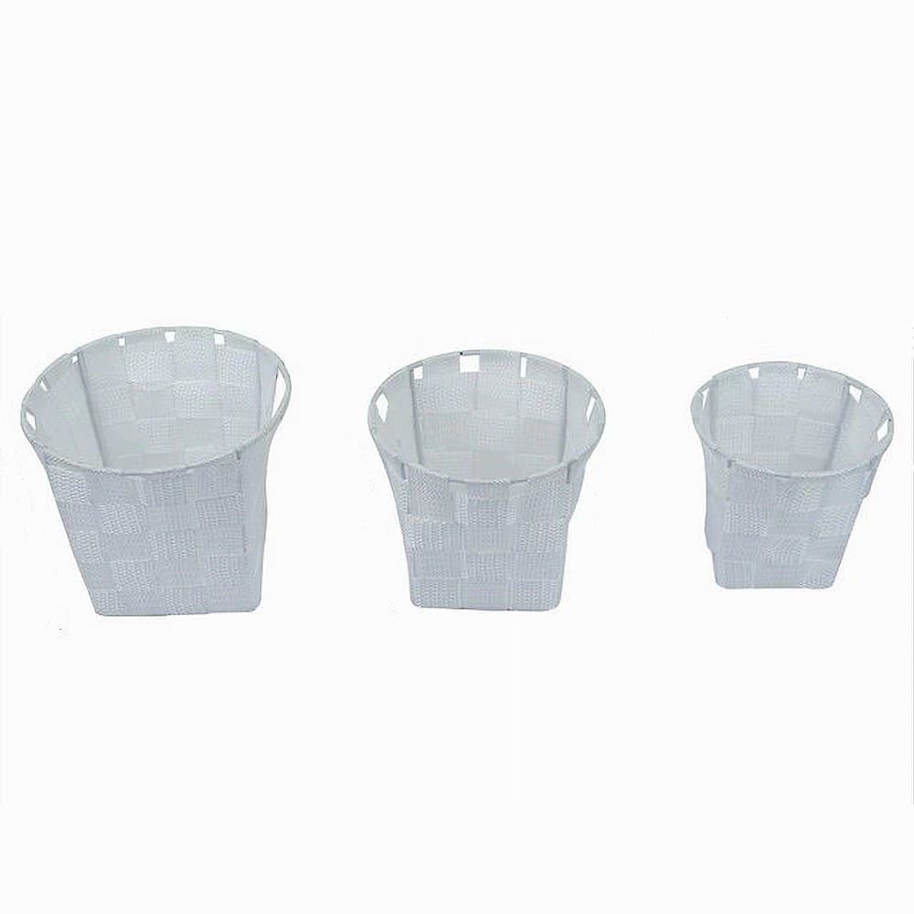 SET 3 CESTINI ROTONDI PORTAOGGETTI IN TESSUTO BIANCO PER BAGNO CASA CUCINA 79043 in Cestini da scaffale Trade Shop italia - Napoli, commercioVirtuoso.it