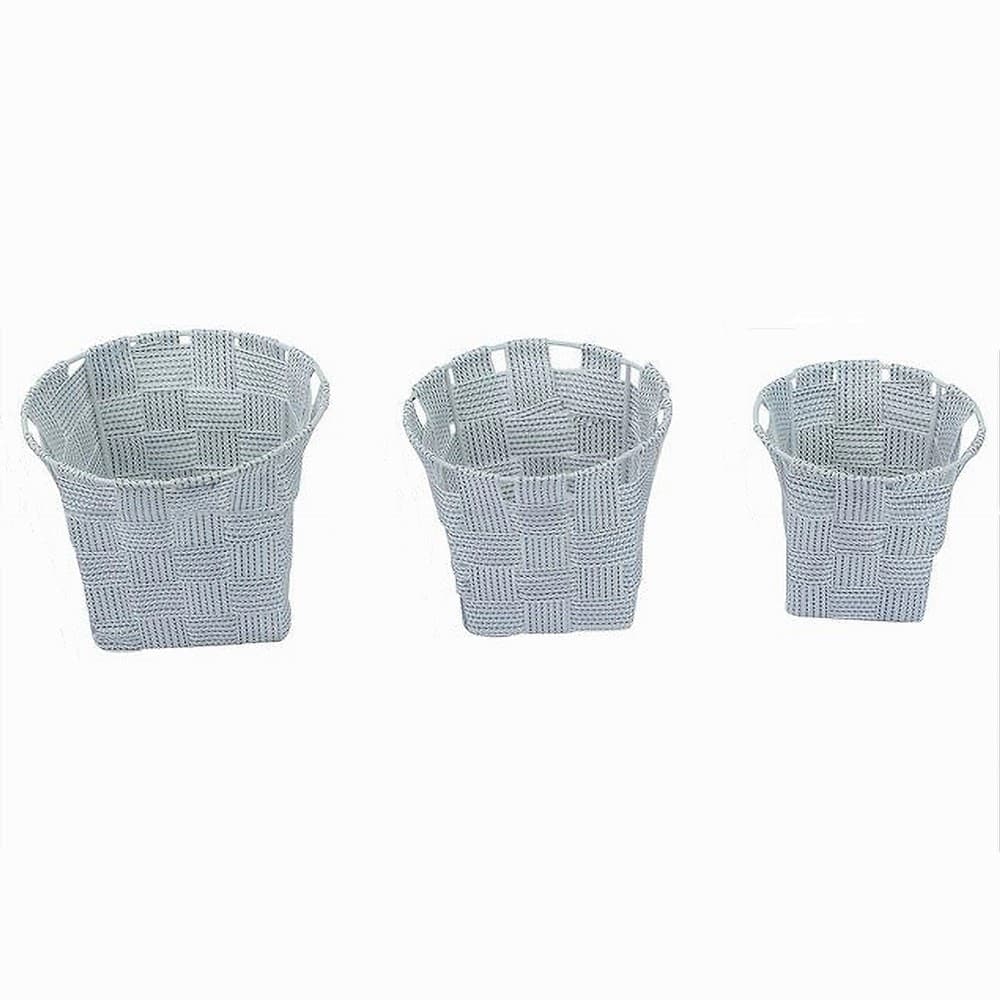SET 3 CESTINI TONDI PORTA OGGETTI TESSUTO GRIGIO CHIARO BAGNO CASA CUCINA 79042 in Cestini da scaffale Trade Shop italia - Napoli, commercioVirtuoso.it