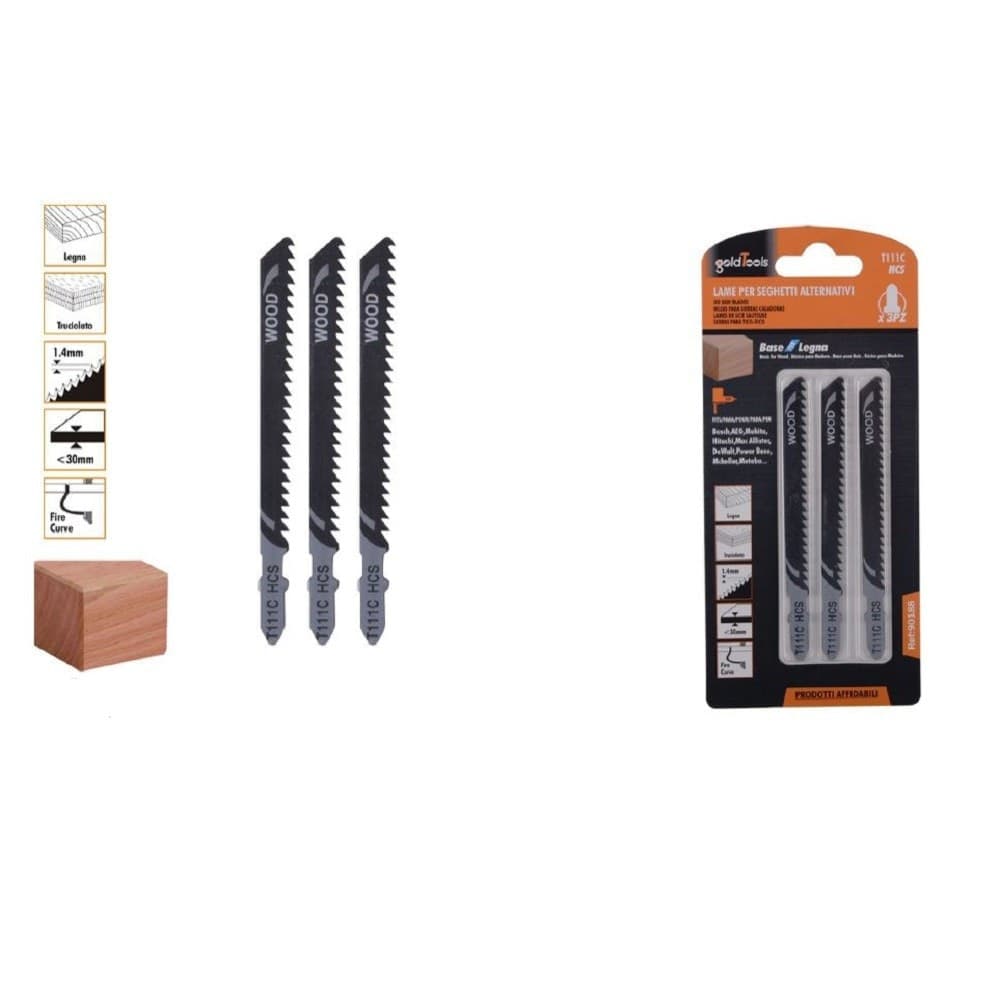 Set 3 Pezzi Lame Per Seghetto Alternativo T111c Hcs Lama Ricambi Per Legno 90188 Fai da te/Utensili elettrici e a mano/Accessori per utensili elettrici/Lame/Lame per seghe alternative Trade Shop italia - Napoli, Commerciovirtuoso.it
