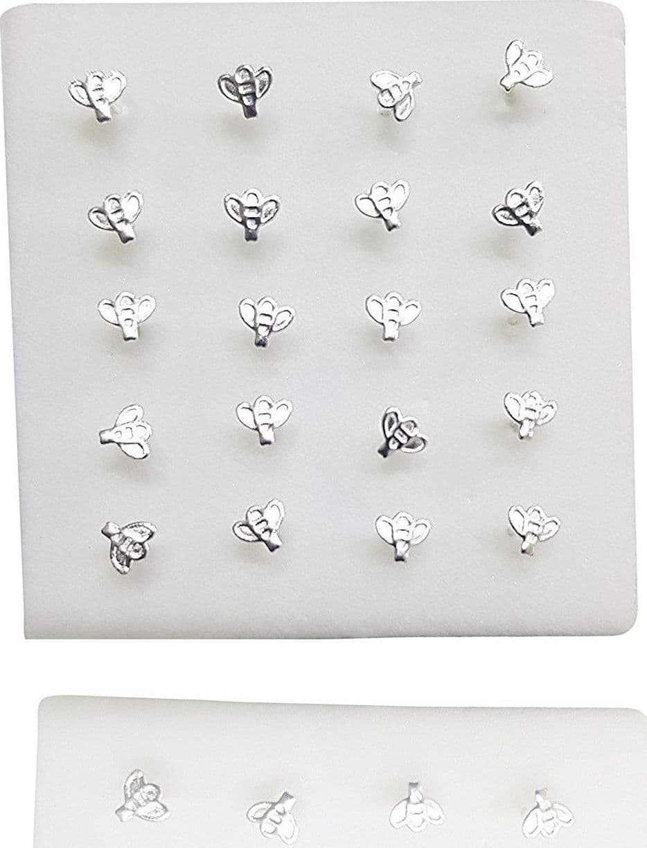 SET 3 PEZZI PIERCING ORECCHINI NASO 2.5 MM APE APINA ARGENTO 925 STERLING