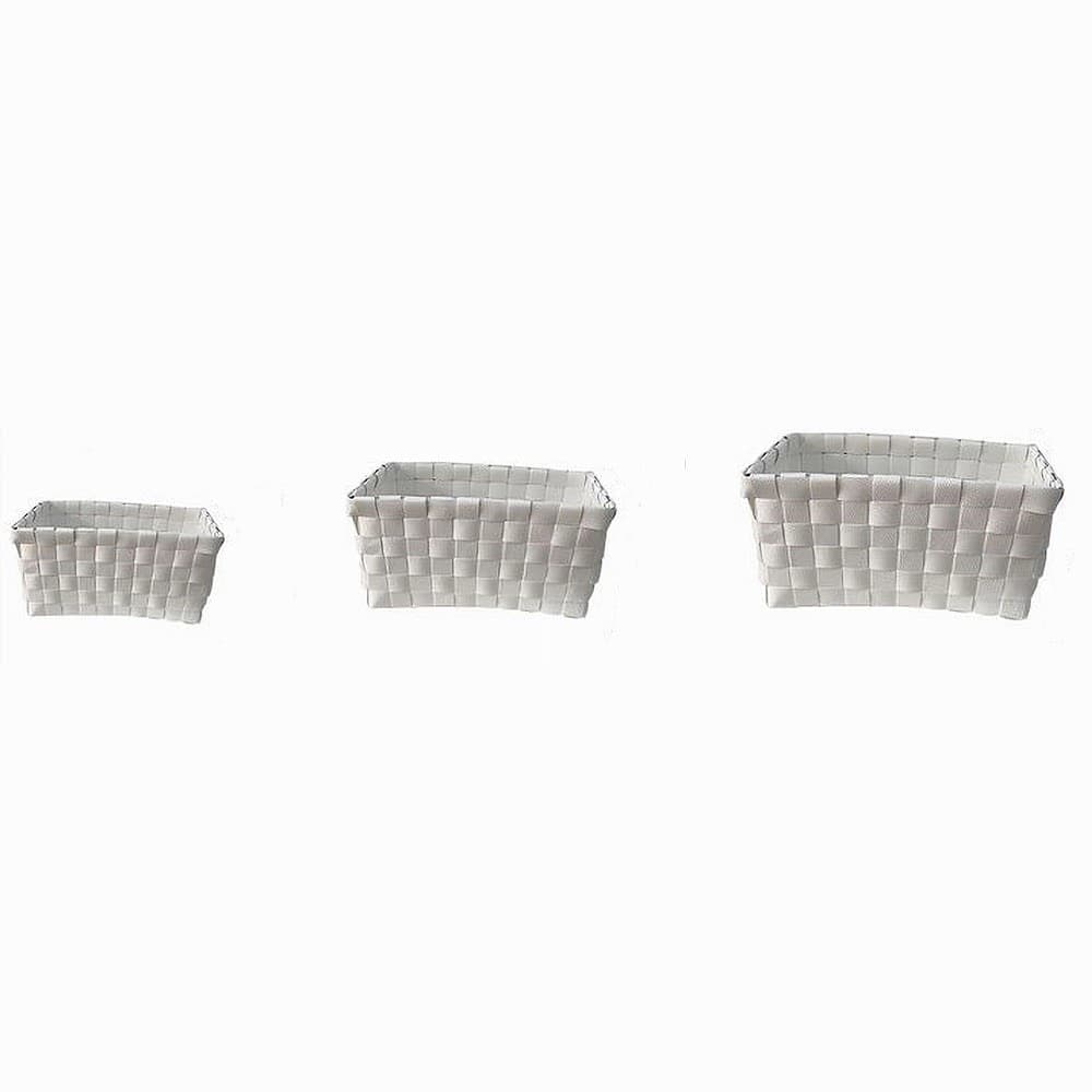 SET 3 PZ CESTINI PORTAOGGETTI ORGANIZER TESSUTO BAGNO RETTANGOLARI BIANCO 59080 in Cestini da scaffale Trade Shop italia - Napoli, commercioVirtuoso.it