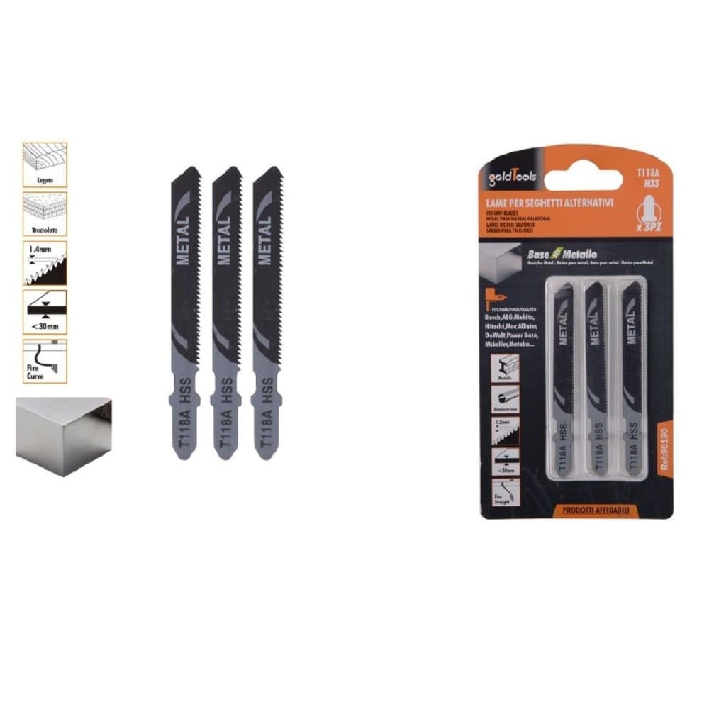 Set 3 Pz Lame Per Seghetto Alternativo T118a Hcs Lama Ricambi Per Metallo 90190 Fai da te/Utensili elettrici e a mano/Accessori per utensili elettrici/Lame/Lame per seghe alternative Trade Shop italia - Napoli, Commerciovirtuoso.it
