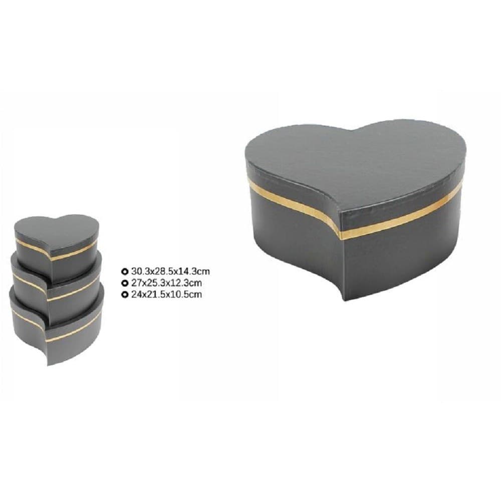 Set 3 Pz Scatole Box Regali Varie Misure Matrioska Forma Cuore Storto Nero 71932 Casa, arredamento e bricolage > Prodotti per Feste Trade Shop italia - Napoli, Commerciovirtuoso.it