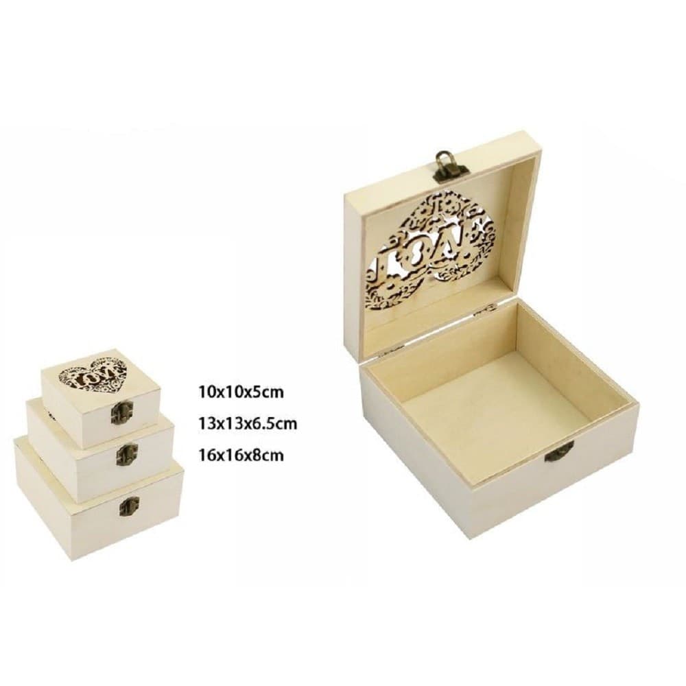 Set 3 Pz Scatole Legno Decoupage Portagioie Cuore Love Scatola Cofanetto 74012a Casa, arredamento e bricolage > Arredamento > Portaoggetti Trade Shop italia - Napoli, Commerciovirtuoso.it