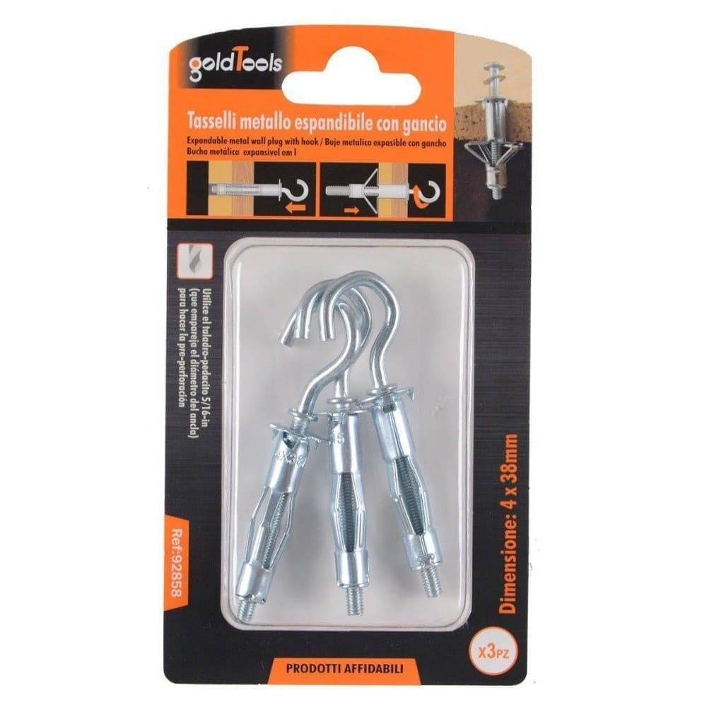 Set 3 Tasselli Metallo Espandibile Gancio Viti A Espansione Stile C 4x38mm 92858 Fai da te/Ferramenta/Chiodi viti ed elementi di fissaggio/Tasselli/Tasselli a espansione Trade Shop italia - Napoli, Commerciovirtuoso.it