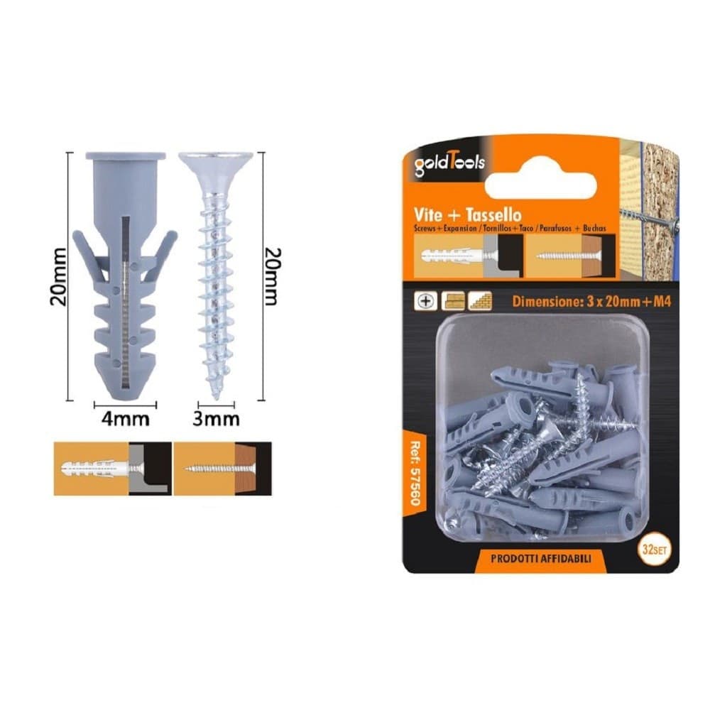 Set 32 Pz Viti Vite Croce 3x20mm + Tasselli Con Alette Tassello M4 Fischer 57560 Fai da te/Ferramenta/Chiodi viti ed elementi di fissaggio/Viti/Viti a spalla Trade Shop italia - Napoli, Commerciovirtuoso.it