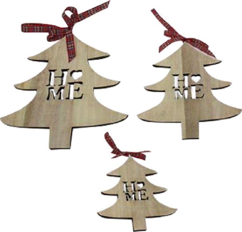 Set-3pz-Appendini-Forma-Albero-In-Legno-Varie-Misure-Decorazioni-Natalizie