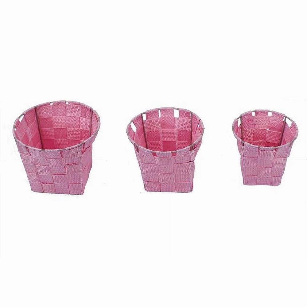 SET 3PZ CESTINI ROTONDI PORTAOGGETTI IN TESSUTO ROSA PER BAGNO CASA CUCINA 79047 in Cestini da scaffale Trade Shop italia - Napoli, commercioVirtuoso.it